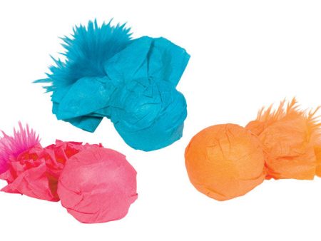 Kylies Brights Assorted Plastic Paper Ball Rattlers with Feather Cat Toy Large 3 pk Online now