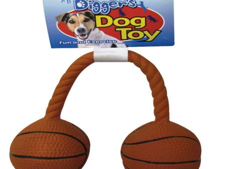 Boss Pet Digger s Orange Latex Twin Basketball Squeaky Dog Toy Medium 1 pk Online now