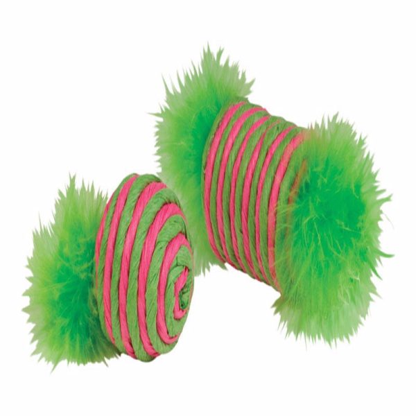 Chomper Kylies Brights Assorted Raffia Raffia Spool and Ball with Feather Cat Toy Large 2 pk Online Hot Sale