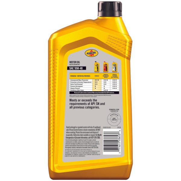 Pennzoil 10W-40 4-Cycle Conventional Motor Oil 1 qt 1 pk For Sale