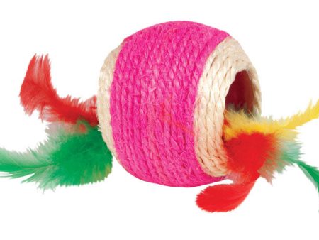 Kylies Brights Assorted Jute Ball with Feather Cat Toy Large 1 pk on Sale