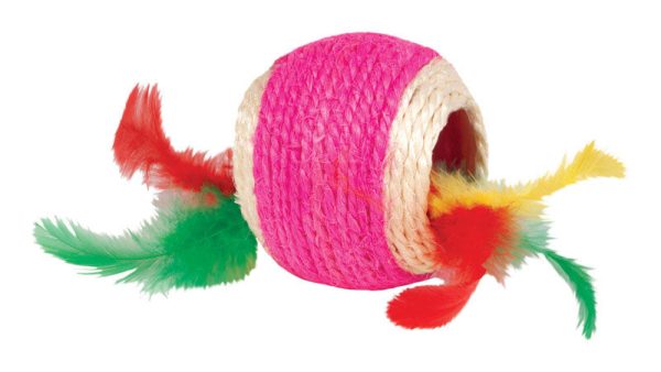 Kylies Brights Assorted Jute Ball with Feather Cat Toy Large 1 pk on Sale