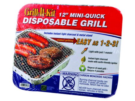 Marsh Allen 12 in. Grill-It-Kit Charcoal Disposable Grill Silver For Sale