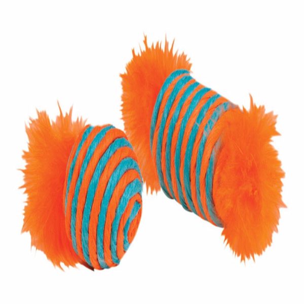 Chomper Kylies Brights Assorted Raffia Raffia Spool and Ball with Feather Cat Toy Large 2 pk Online Hot Sale