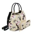 VK5630-KHAKI - Shell Set Bag With Flowers And Butterflies And Special Handle Design For Discount