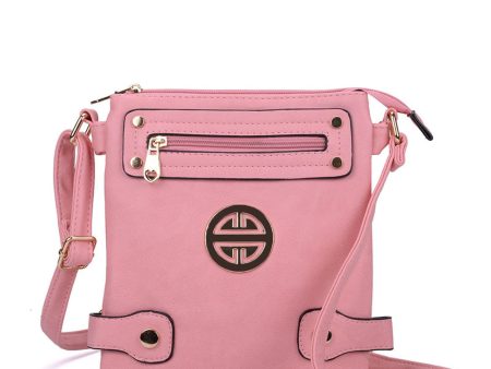 VK5346 Pink - Messenger Bag With Zip Front Detail on Sale