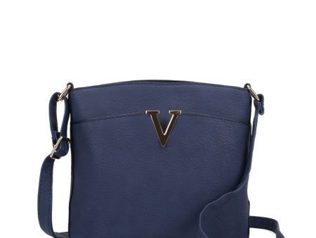 VK2042-1 Navy - Metal Bar Detail Cross Body Bag Online now