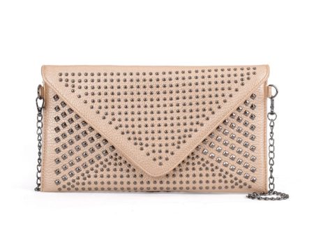 VK5295-GOD - Studded Detail Envelope Clutch Bag With Chain Strap Hot on Sale