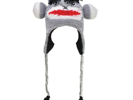 HGRQ179 Grey  -  Monkey Shaped Knitted Winter Hat (Was £3.00) For Cheap