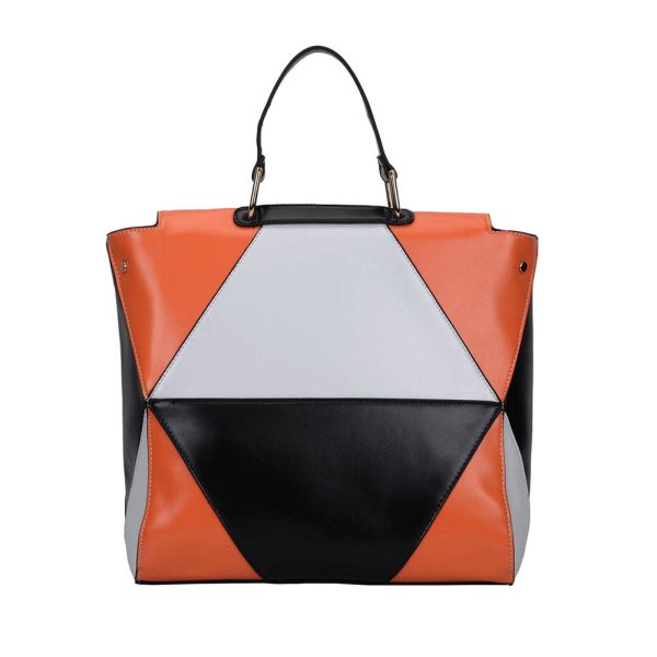 VK5177 Orange - Diamond Pattern Patchwok Women Handbag Fashion