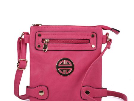 VK5346 Fushia - Messenger Bag With Zip Front Detail For Cheap