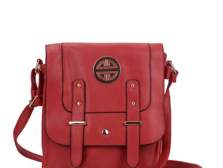 VK5350 Red - Metal Detail Crossbody Flap Bag Online Hot Sale