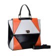 VK5177 Orange - Diamond Pattern Patchwok Women Handbag Fashion