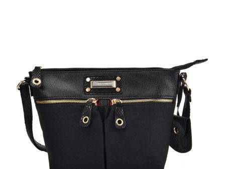 SY2174 BLACK - Handbag With Symmetrical Zipper Design For Discount