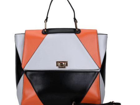 VK5177 Orange - Diamond Pattern Patchwok Women Handbag Fashion