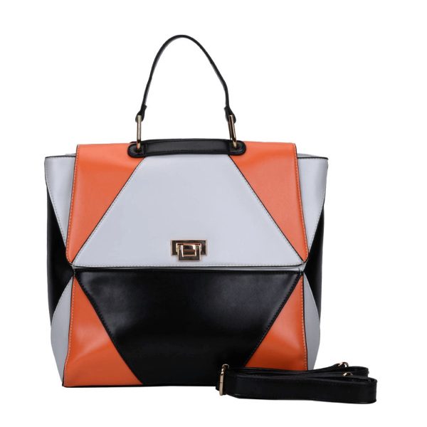 VK5177 Orange - Diamond Pattern Patchwok Women Handbag Fashion