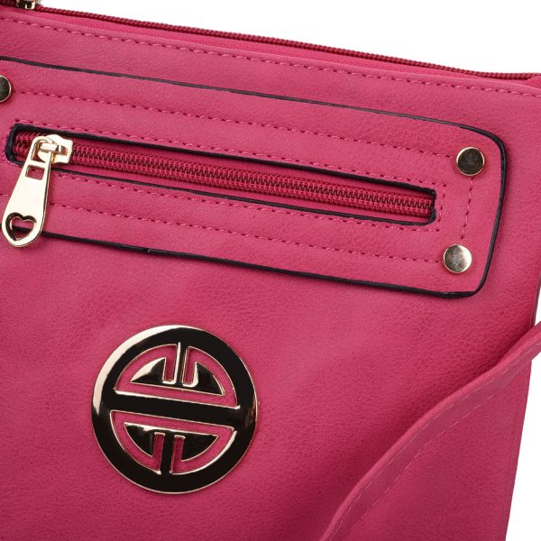 VK5346 Fushia - Messenger Bag With Zip Front Detail For Cheap