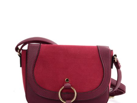 VK2122 PURPLISH RED - Simple Solid Color Leather Saddle Bag (was £10) Sale