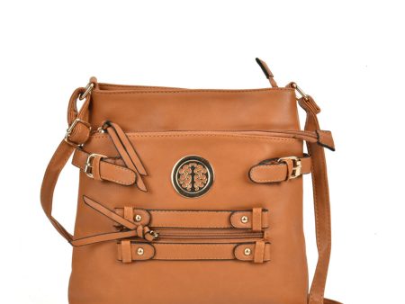 VK5336 Earth Yellow - Zip Cross Body Bag With Metal Detail For Sale