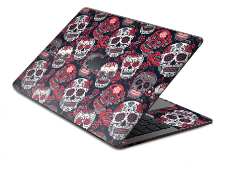 Sugar Skulls Red Black Dia De Los | Skin For Macbook Pro 13 inch Retina Touch Bar | fits Model A1706, A1708, A3164, A1989, A3358 Discount