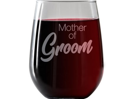 Mother of Groom  Stemless Wine Glass Cheap