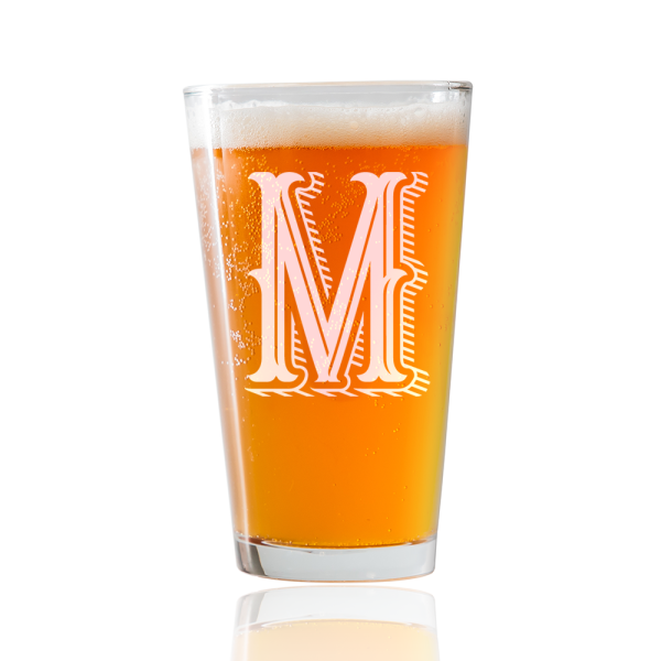 Monogram M  Beer Pint Glass Hot on Sale