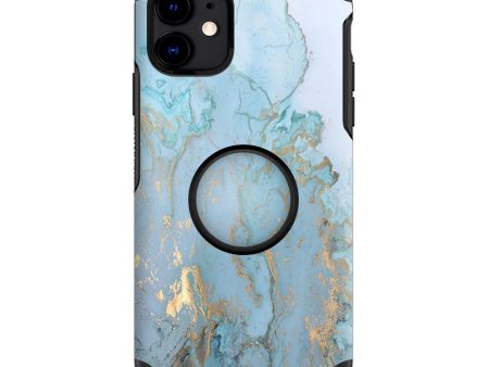 Teal Blue Gold White Marble Granite | Skin For Otter Pop Symmetry for iPhone 11 For Discount