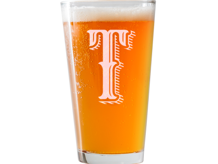 Monogram T  Beer Pint Glass Hot on Sale