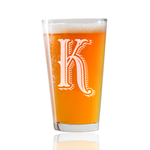 Monogram K  Beer Pint Glass Online