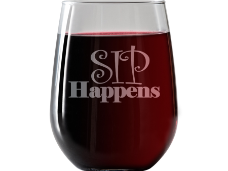 Sip Happens  Stemless Wine Glass Online Sale