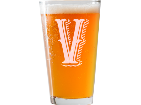 Monogram V  Beer Pint Glass Online Hot Sale