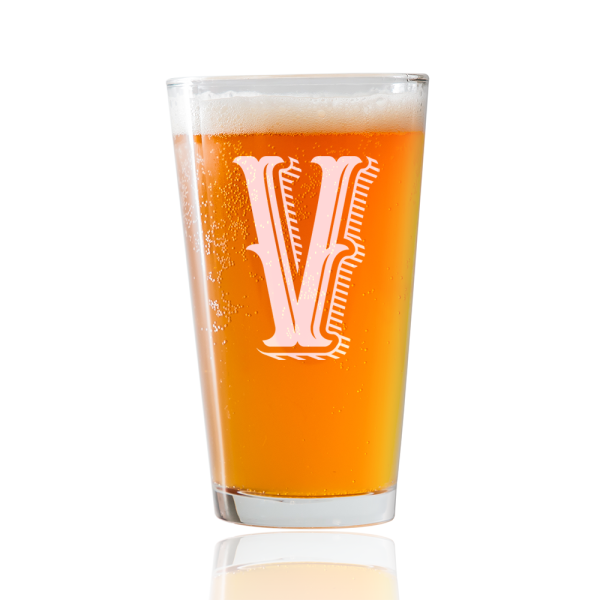 Monogram V  Beer Pint Glass Online Hot Sale