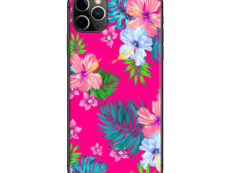 Pink Neon Hibiscus Flowers | Skin For Apple iPhone 11 Pro Max For Sale