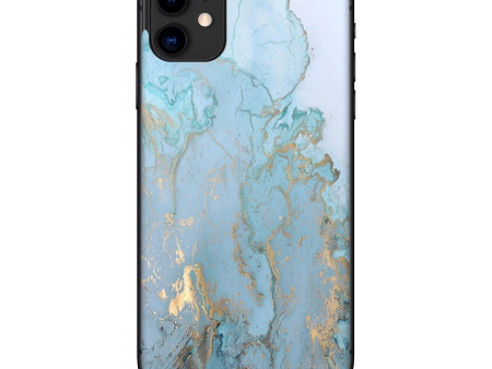 Teal Blue Gold White Marble Granite | Skin For Apple iPhone 11 Fashion