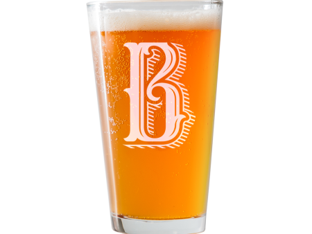 Monogram B  Beer Pint Glass For Cheap