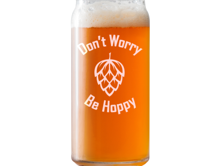 Don t Worry, Be Hoppy  Beer Pint Glass Hot on Sale