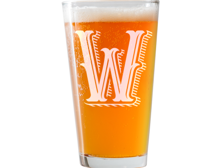 Monogram W  Beer Pint Glass Discount