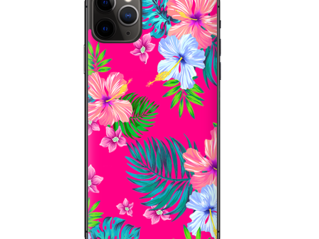 Pink Neon Hibiscus Flowers | Skin For Apple iPhone 11 Pro Online