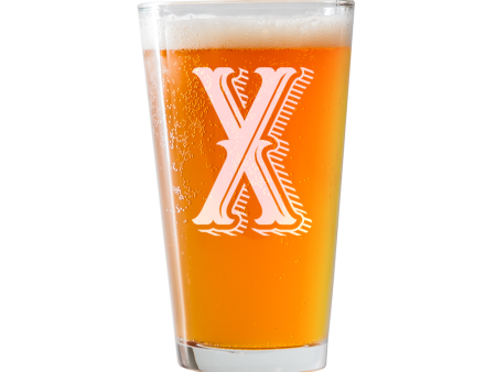 Monogram X  Beer Pint Glass For Cheap