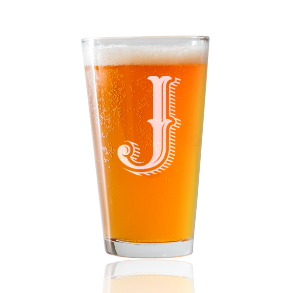 Monogram J  Beer Pint Glass For Sale