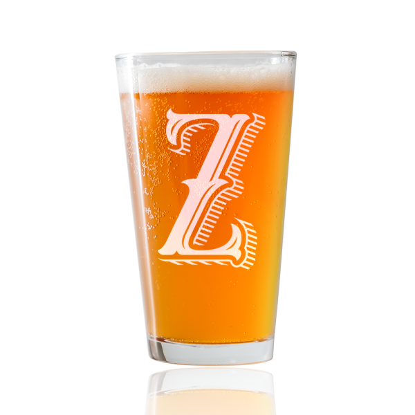 Monogram Z  Beer Pint Glass For Sale