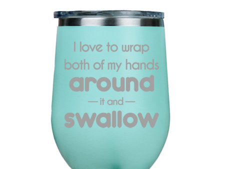 I love to wrap both of my hands around  - Teal Stainless Steel Stemless Wine Glass For Discount