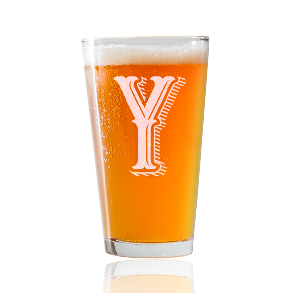 Monogram Y  Beer Pint Glass Cheap