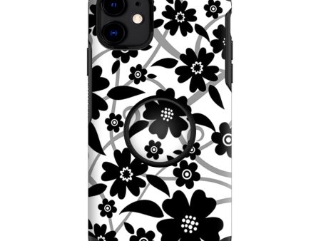 Black White Flower Print | Skin For Otter Pop Symmetry for iPhone 11 on Sale